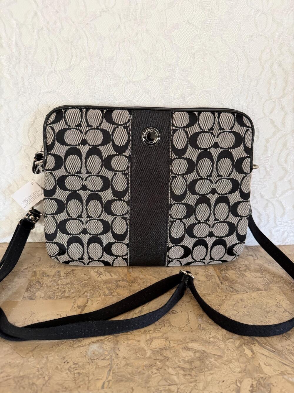 NWT Coach signature striped Tablet crossbody (COACH F63219)